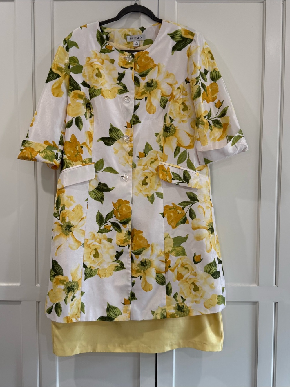 Vintage Danilo Floral Dress & Matching Jacket/Coat – Yellow & White